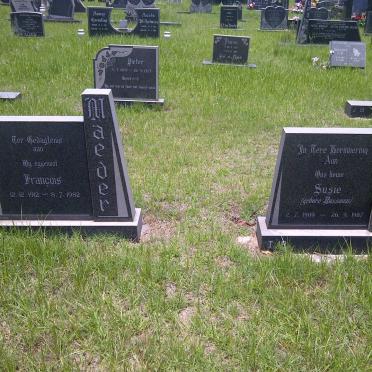 MAEDER Francois 1912-1982 &amp; Susie RUSSOUW 1909-1987