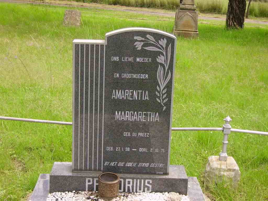 PRETORIUS Amarentia Margaretha nee DU PREEZ 1898-1975