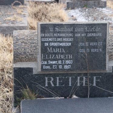RETIEF Maria Elizabeth nee SWART 1903-1957