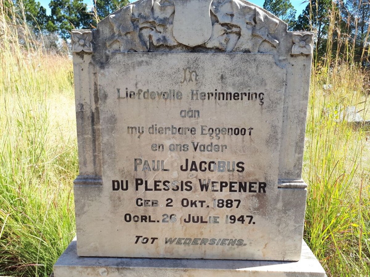 WEPENER Paul Jacobus du Plessis 1887-1947