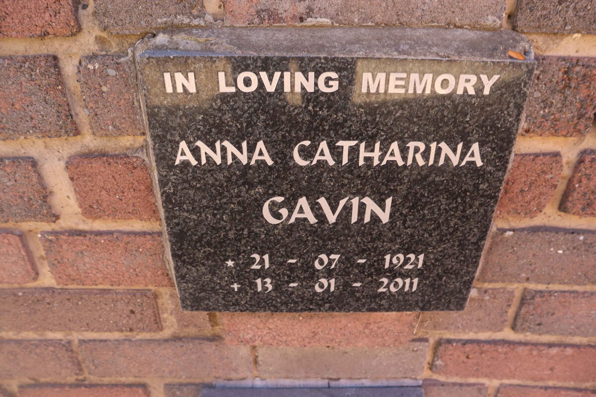 GAVIN Anna Catharina 1921-2011