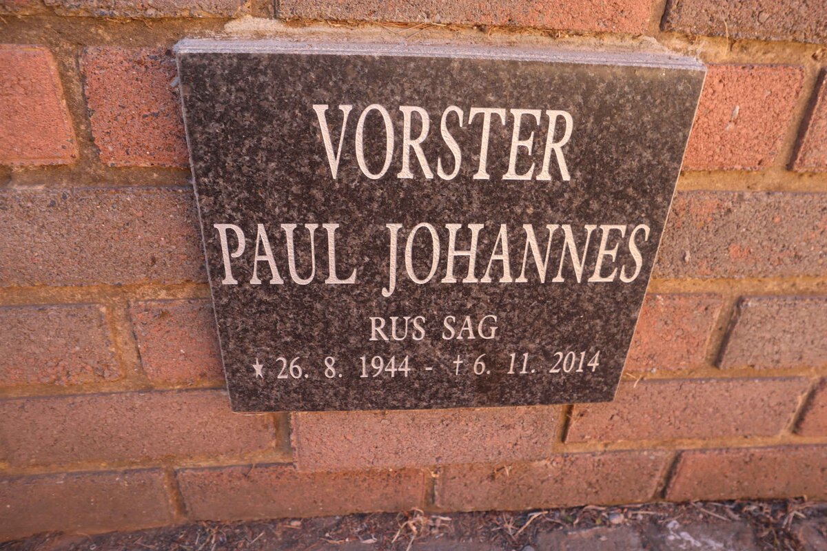 VORSTER Paul Johannes 1944-2014