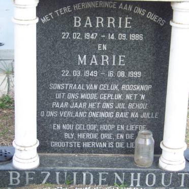 BEZUIDENHOUT Barrie 1947-1986 &amp; Marie 1949-1999