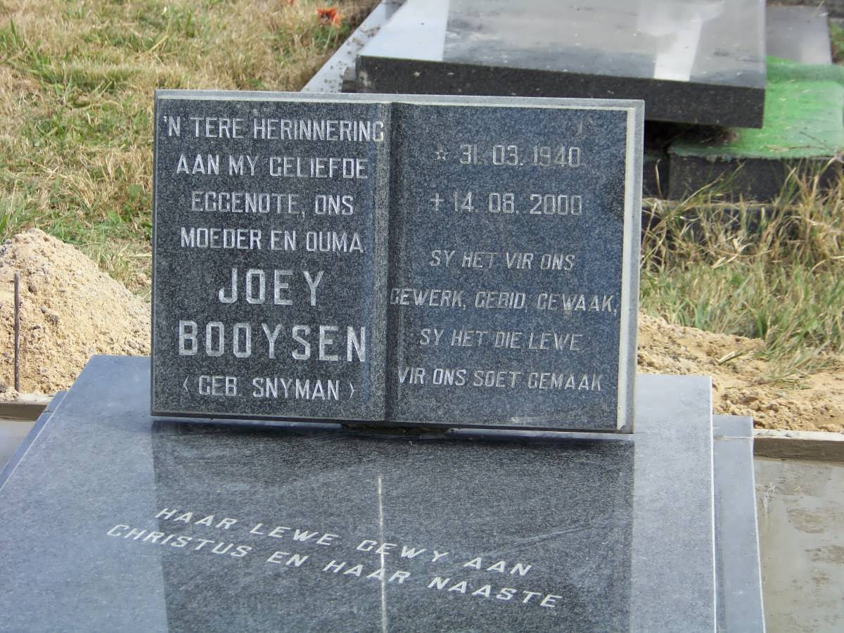 BOOYSEN Joey nee SNYMAN 1940-2000