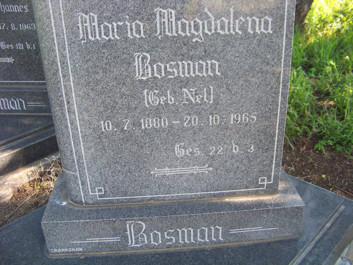 BOSMAN Maria Magdelena nee NEL 1880-1965