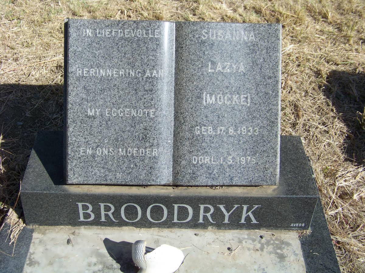 BROODRYK Susanna Lazya nee MOCKE 1933-1975