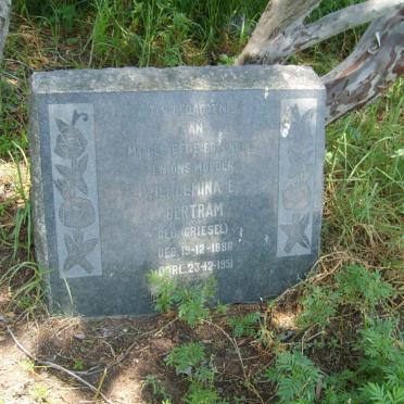 BERTRAM Wilhelmina E. nee GRIESEL 1886-1951