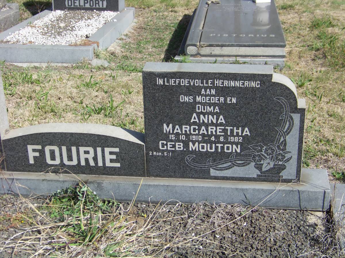 FOURIE Anna Margaretha nee MOUTON 1910-1982