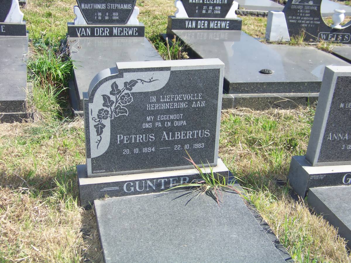 GUNTER Petrus Albertus 1894-1983