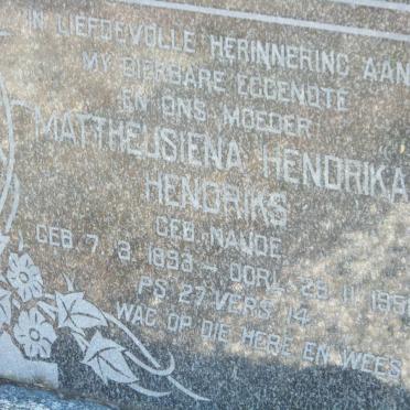 HENDRIKS Mattheusiena Hendrika nee NAUDE 1893-1958
