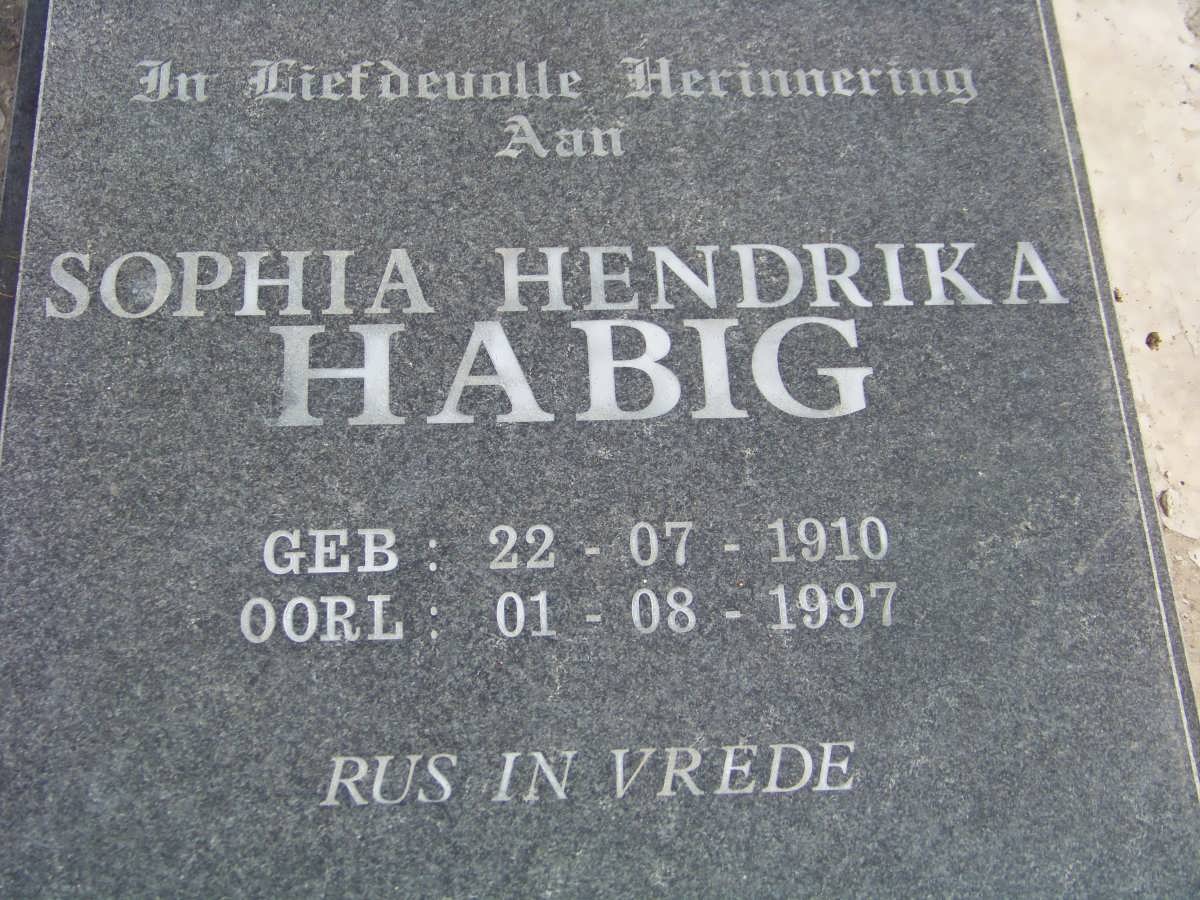 HABIG Sophia Hendrika 1910-1997