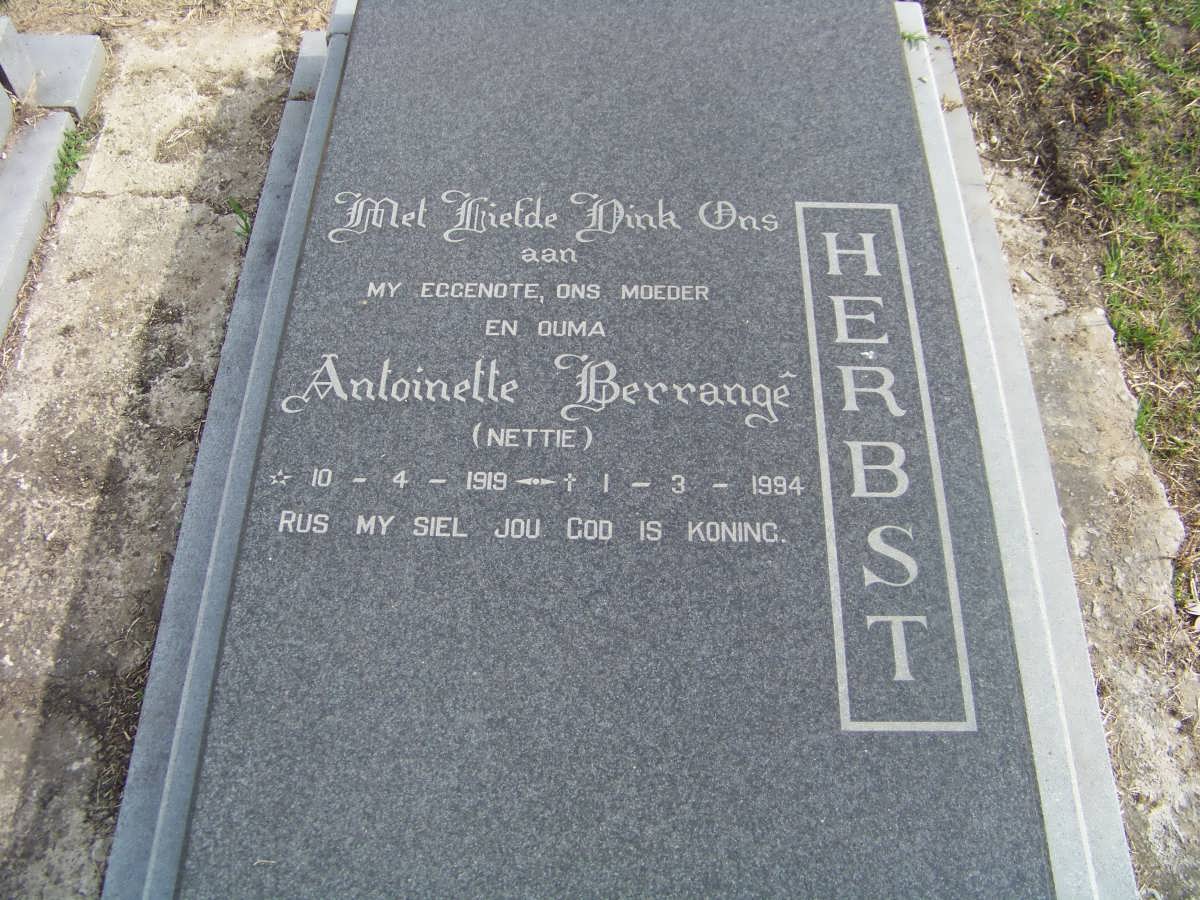 HERBST Antoinette Berrange 1919-1994