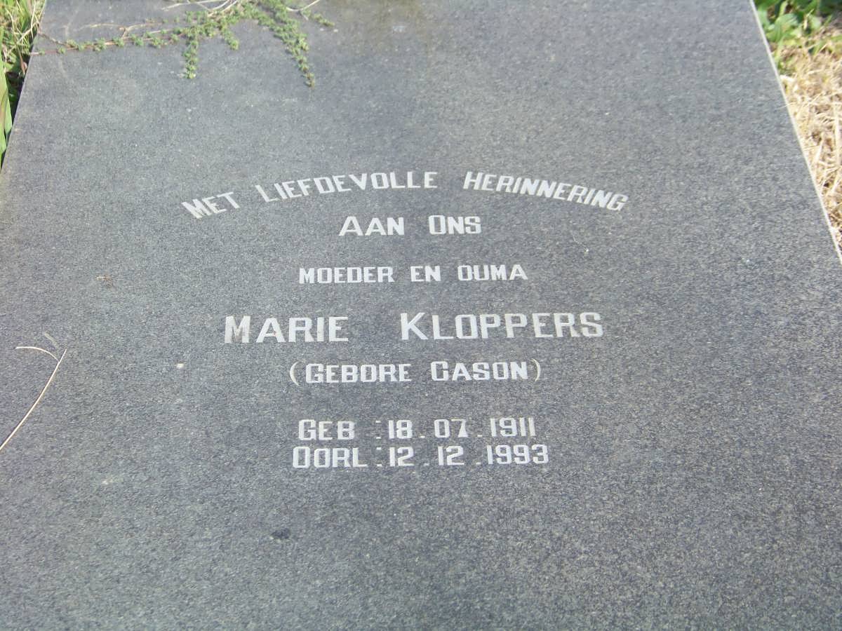 KLOPPERS Marie nee CASON 1911-1993
