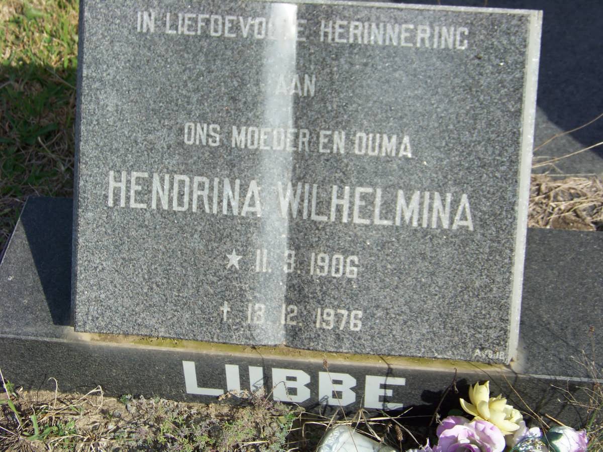 LUBBE Hendrina Wilhelmina 1906-1976
