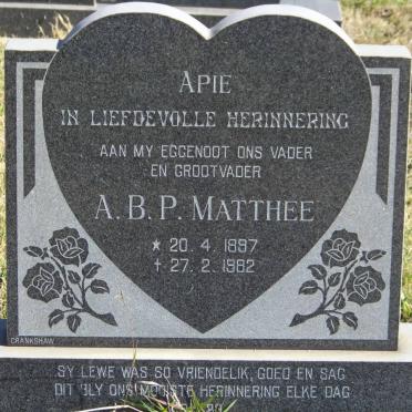 MATTHEE A.B.P. 1897-1982