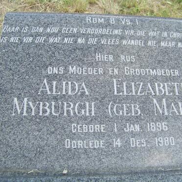 MYBURGH Alida Elizabeth nee MARAIS 1896-1980