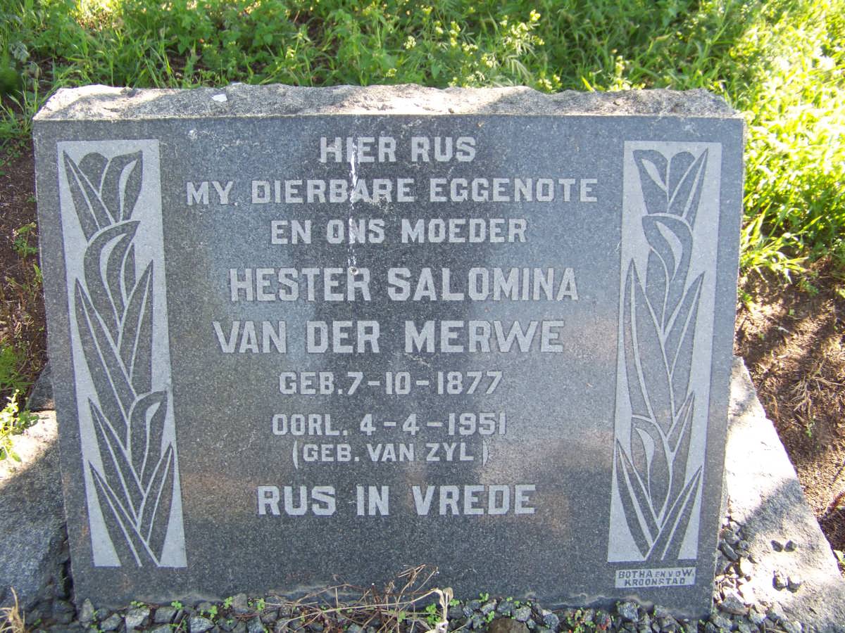 MERWE Hester Salomina, van der nee VAN ZYL 1877-1951