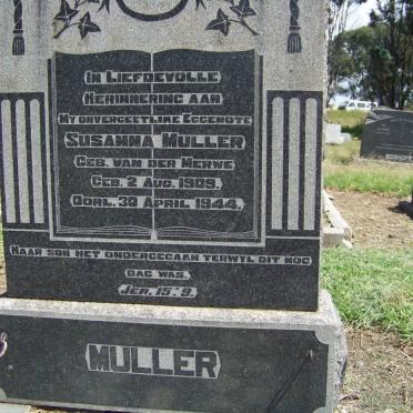 MULLER Susanna nee VAN DER MERWE 1909-1944