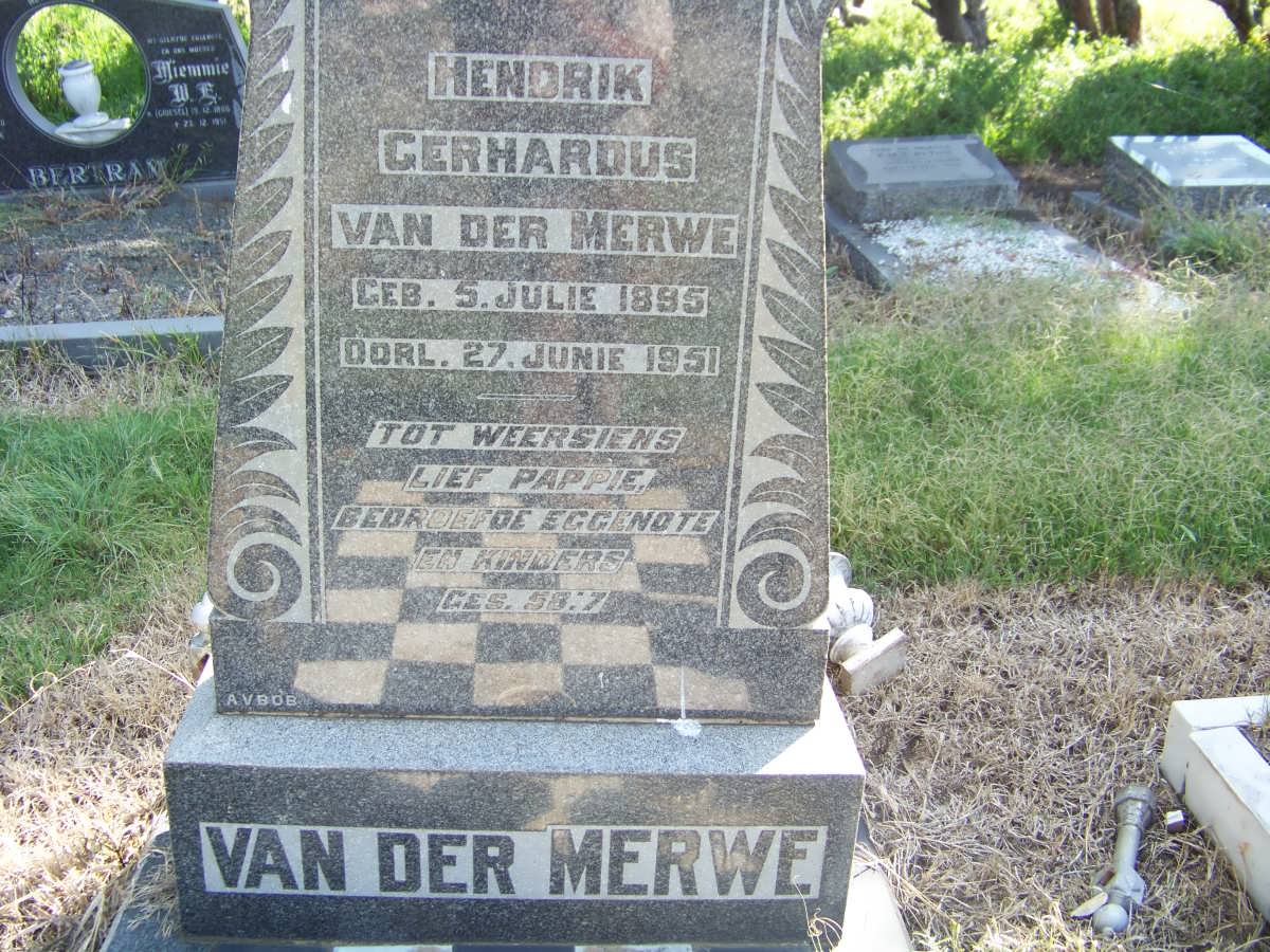 MERWE Hendrik Gerhardus, van der 1895-1951