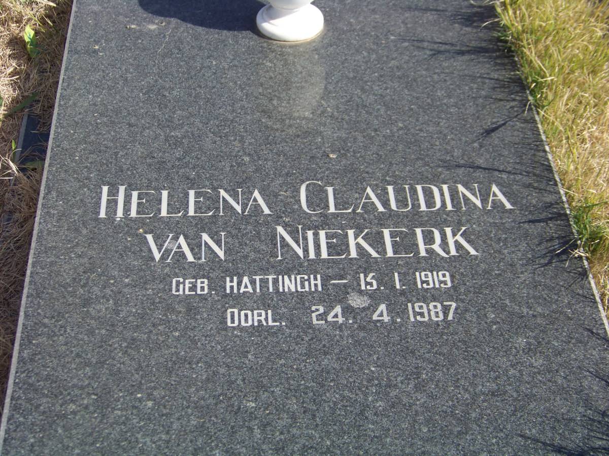 NIEKERK Helena Claudina, van nee HATTINGH 1919-1987