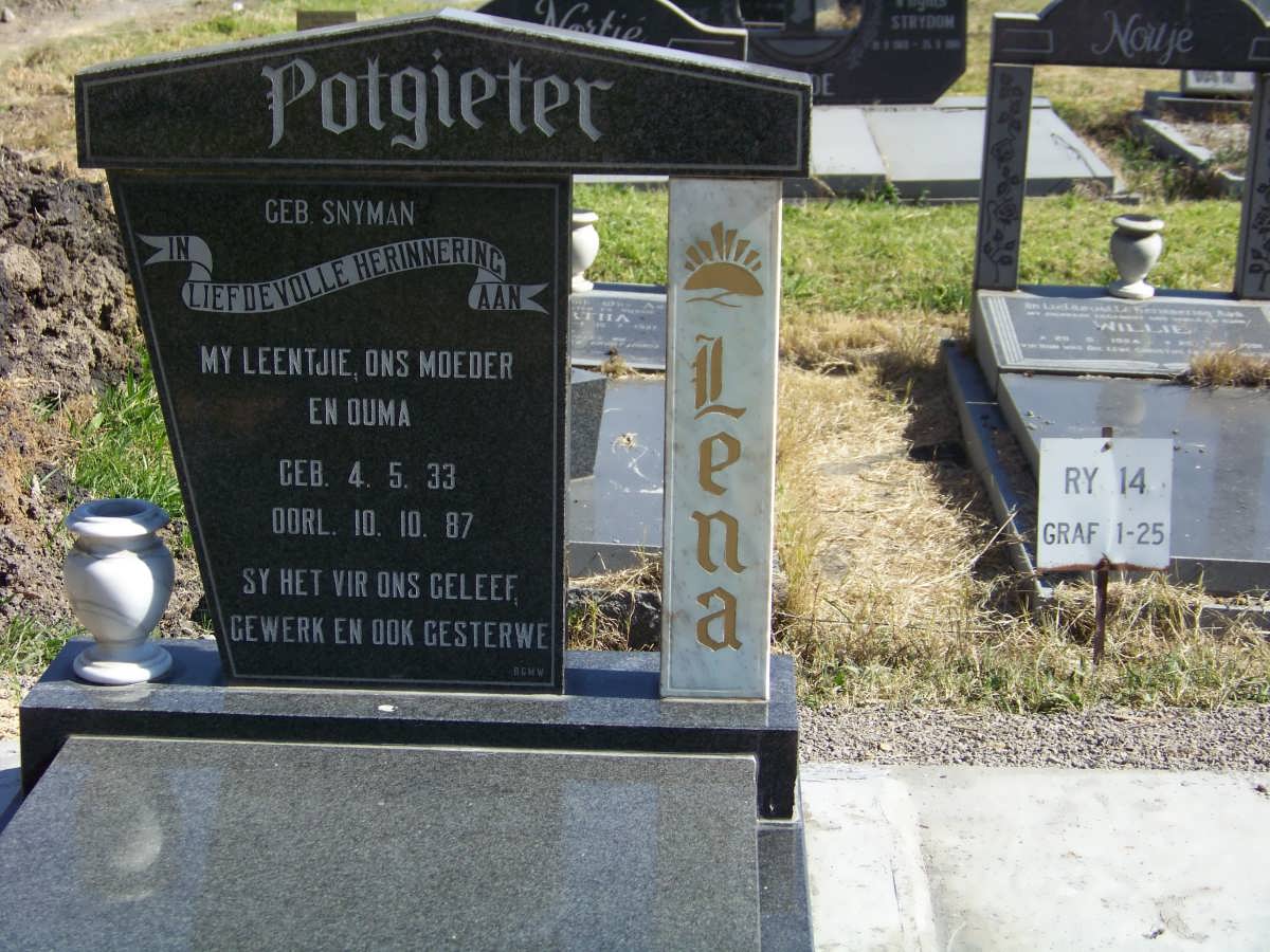 POTGIETER Lena nee SNYMAN 1933-1987
