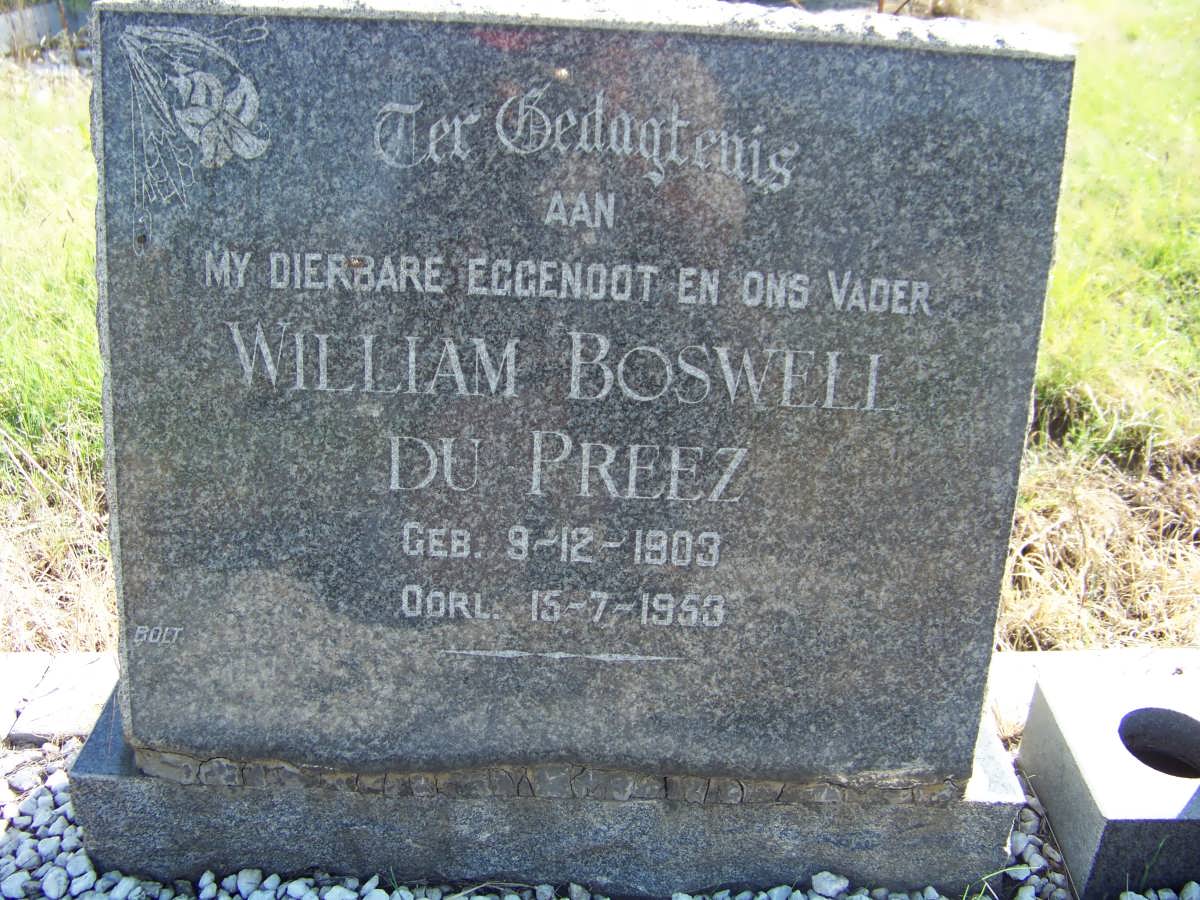 PREEZ William Boswell, du 1903-1953