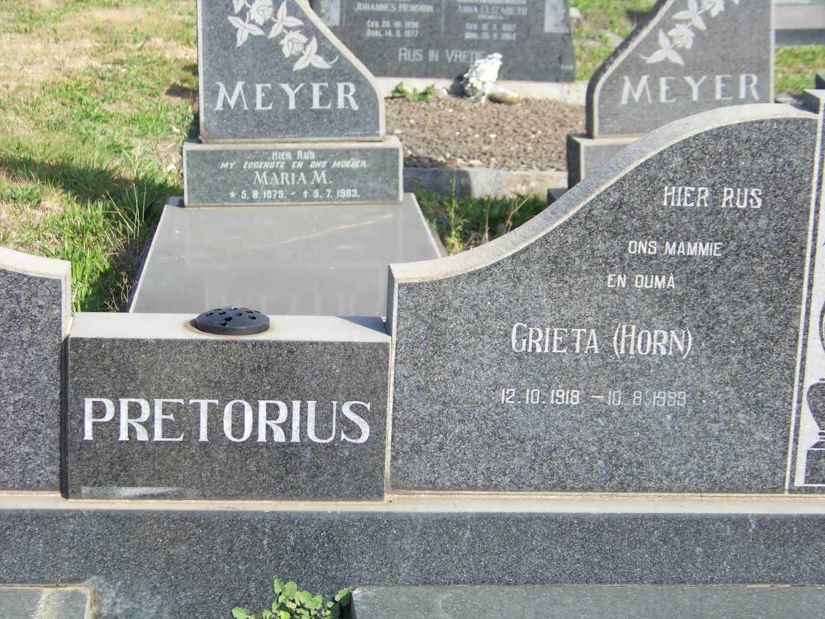 PRETORIUS Grieta nee HORN 1918-1999