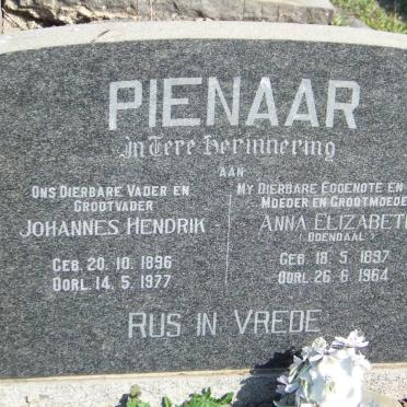 PIENAAR Johannes Hendrik 1896-1977 &amp; Anna Elizabeth ODENDAAL 1897-1964