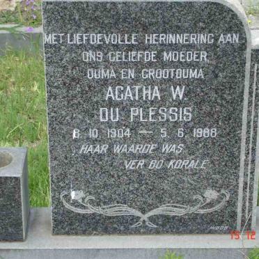 PLESSIS Agatha W., du 1904-1988