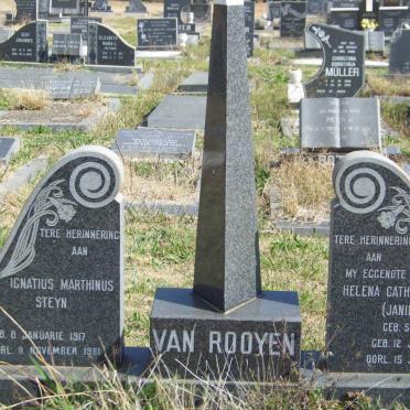 ROOYEN Ignatius Marthinus Steyn, van 1917-1981 &amp; Helena Catharina STEYN 1919-1979
