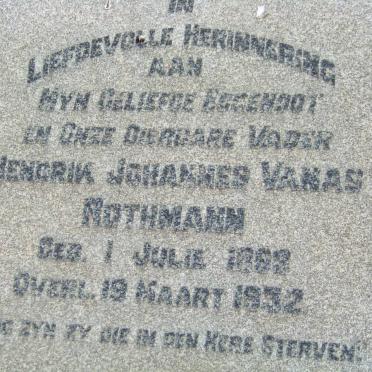 ROTHMANN Hendrik Johannes Vanas 1868-1932