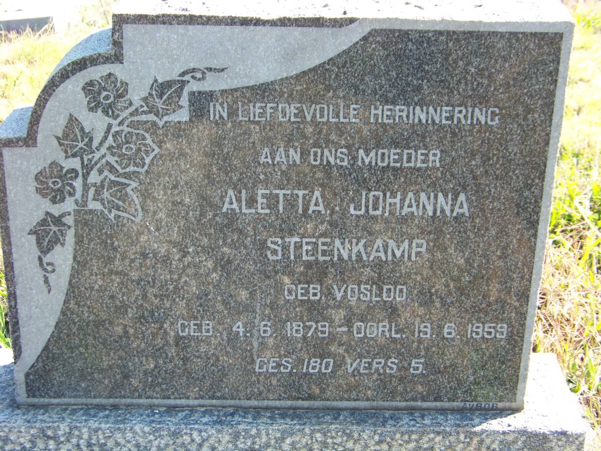 STEENKAMP Aletta Johanna nee VOSLOO 1879-1959