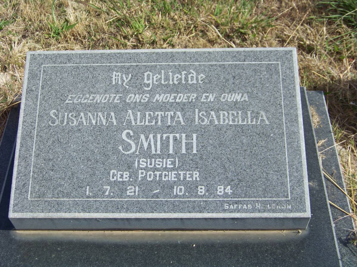 SMITH Susanna Aletta Isabella nee POTGIETER 1921-1984