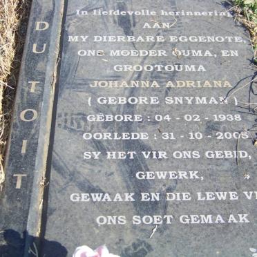 TOIT Johanna Adriana, du nee SNYMAN 1938-2005