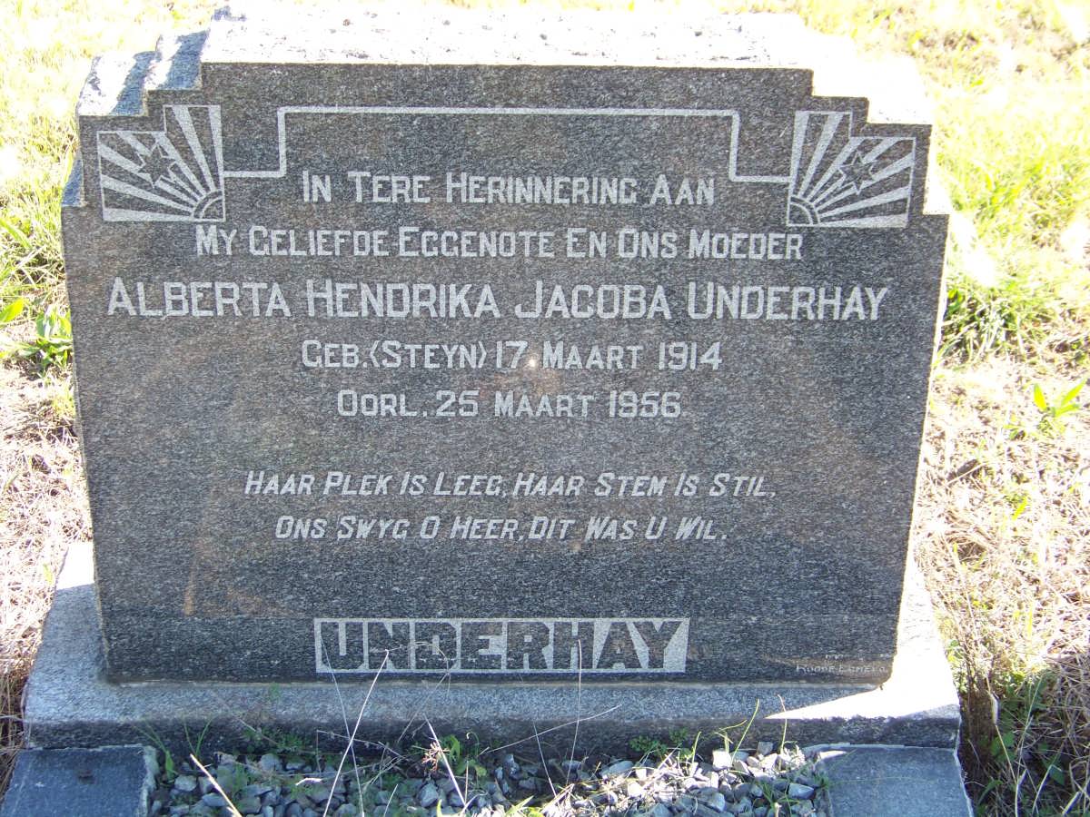 UNDERHAY Alberta Hendrika Jacoba nee STEYN 1914-1956
