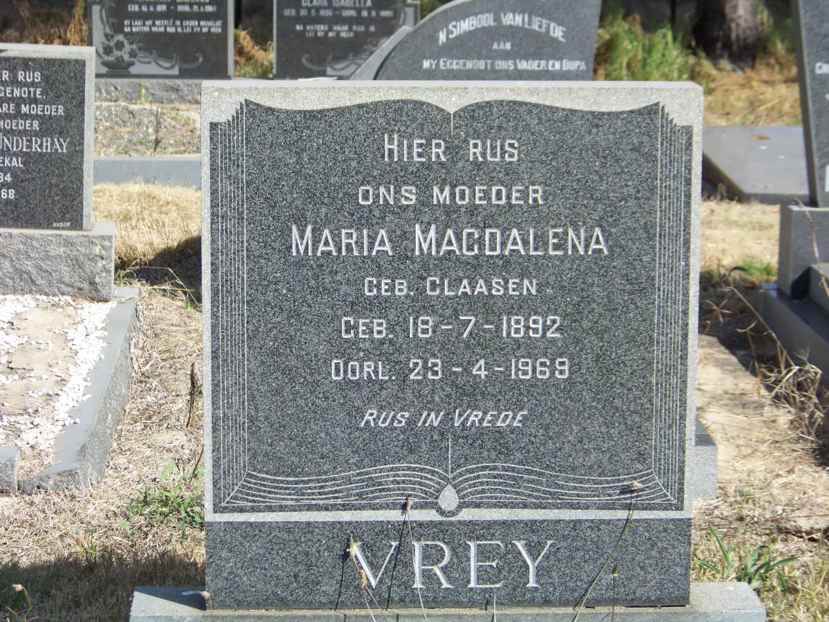 VREY Maria Magdalena nee CLAASEN 1892-1969