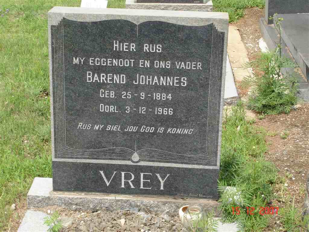 VREY Barend Johannes 1884-1966