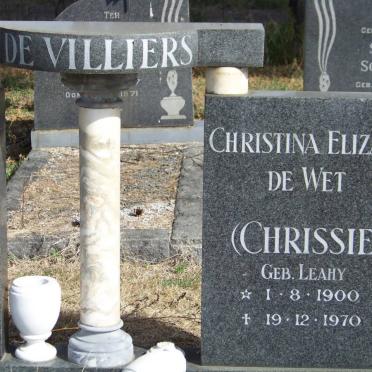 VILLIERS Jacob Isaac, de 1897-1977 &amp; Christina Elizabeth De Wet LEAHY 1900-1970