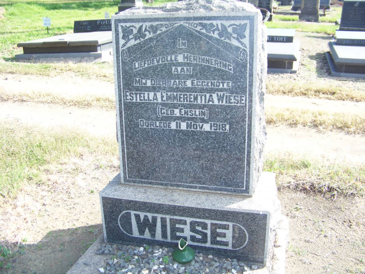 WIESE Estella Emmerentia nee ENSLIN -1918