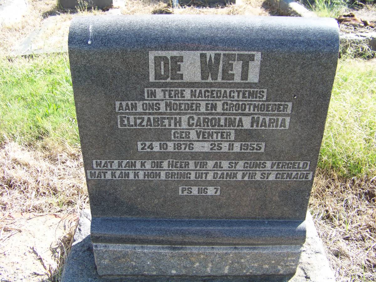 WET Elizabeth Carolina Maria, de nee VENTER 1876-1955