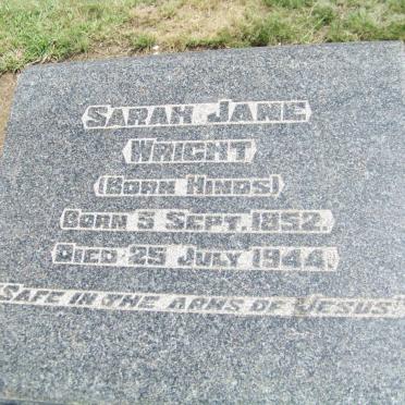 WRIGHT Sarah Jane nee HINDS 1852-1944