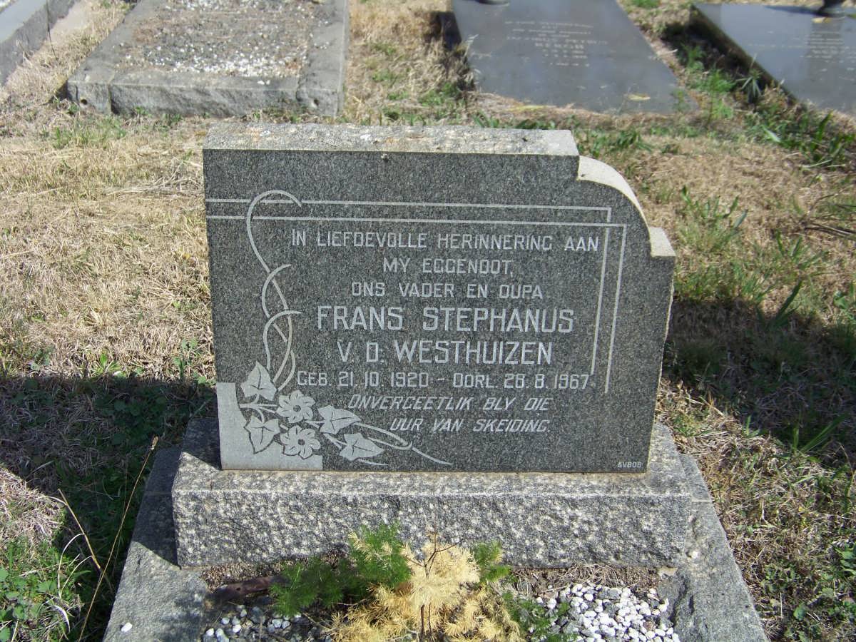 WESTHUIZEN Frans Stephanus, v.d. 1920-1967
