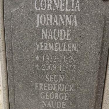NAUDÉ Cornelia Johanna nee VERMEULEN 1932-2009 :: NAUDÉ Frederick George 1952-2015