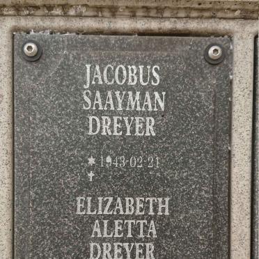 DREYER Jacobus Saayman 1943- &amp; Elizabeth Aletta DEGENAAR 1940-2016