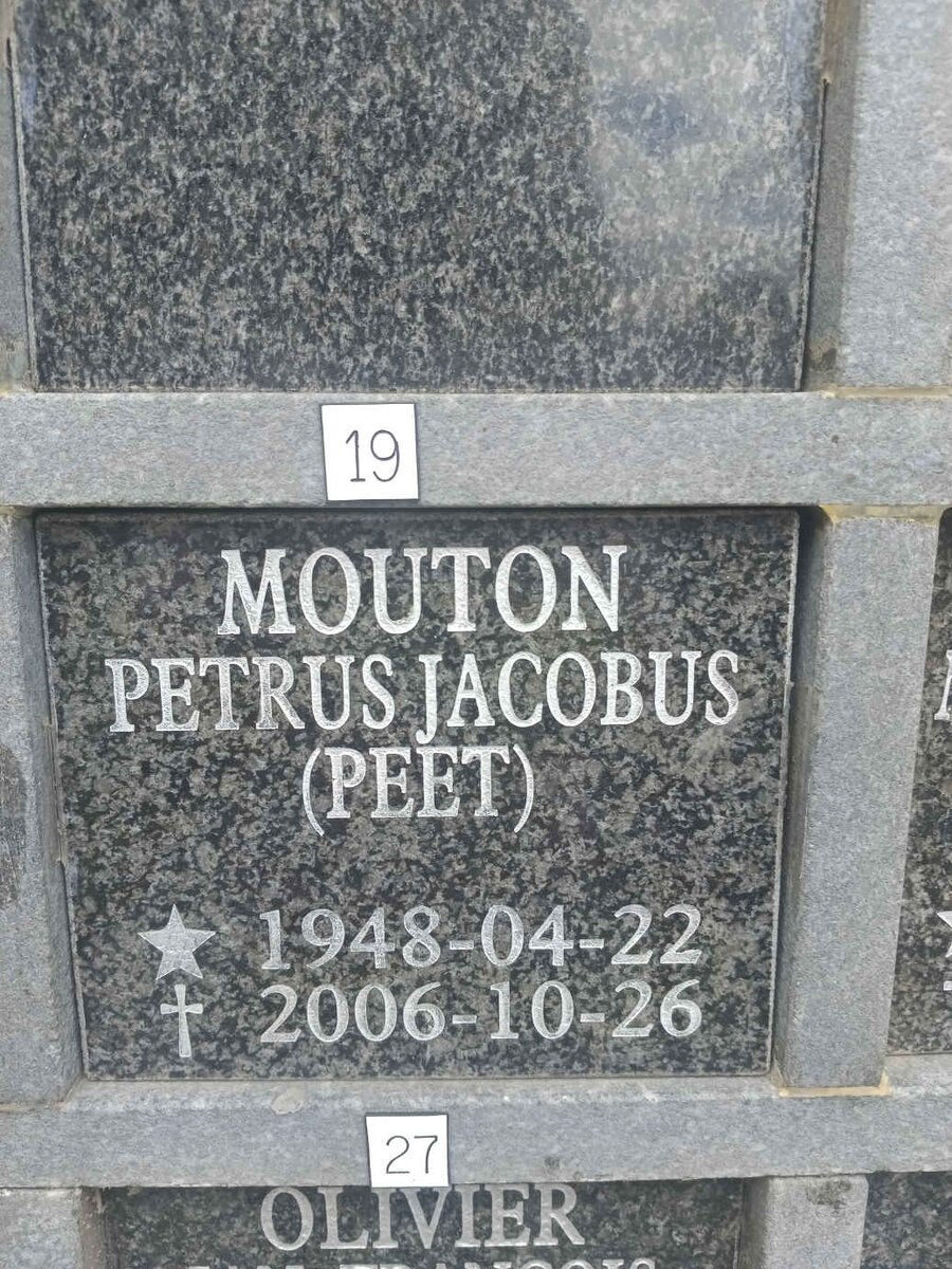 MOUTON Petrus Jacobus 1948-2006