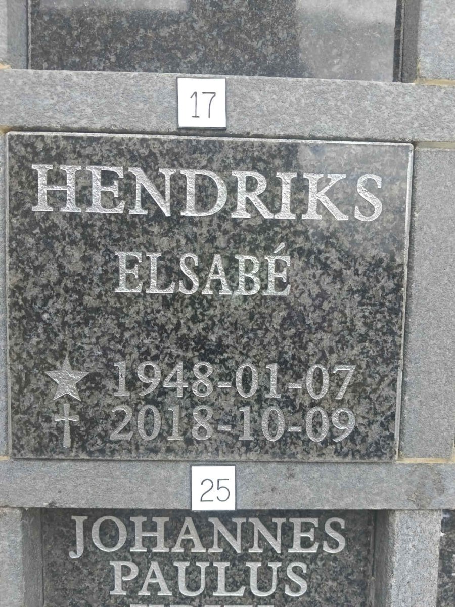 HENDRIKS Elsabe 1948-2018