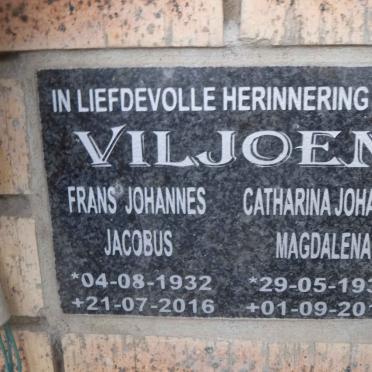 VILJOEN Frans Johannes Jacobus 1932-2016 &amp; Catharina Johanna Magdalena 1933-2017