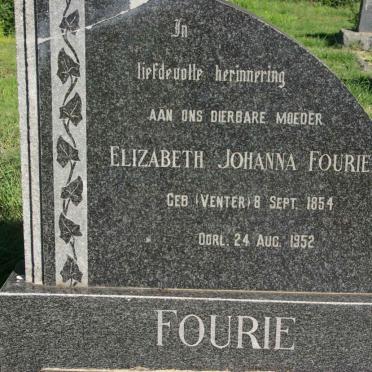 FOURIE Elizabeth Johanna nee VENTER 1854-1952
