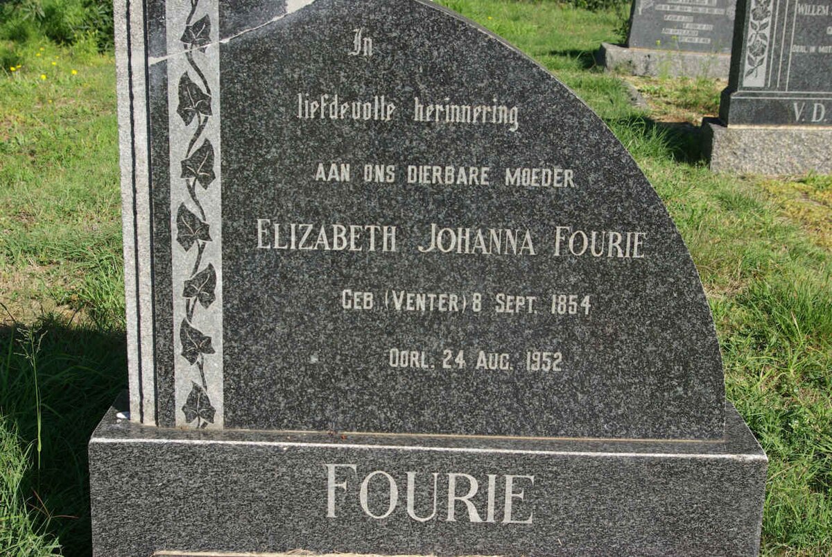 FOURIE Elizabeth Johanna nee VENTER 1854-1952