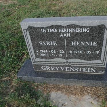 GREYVENSTEIN Hennie 1940- &amp; Sarie 1944-2008
